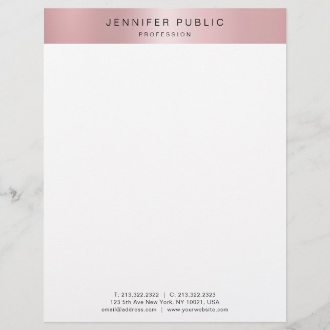 Papel Timbrado Design Moderno Dourado rosa minimalista (Frente)