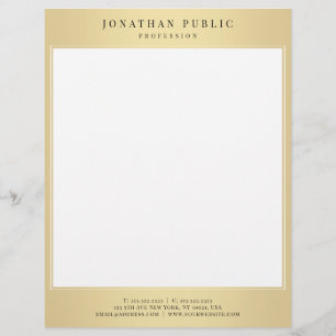 Papel Timbrado Design Moderno Modelo Branco Dourado Glamoroso