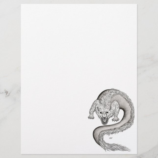 Papel Timbrado Design preto e branco do Wolfdragon (Frente)