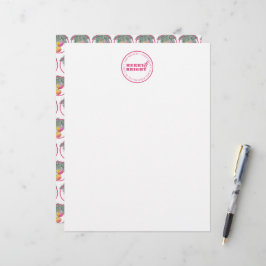 Papel Timbrado Design rosa Letterhead de Natal Personalizado