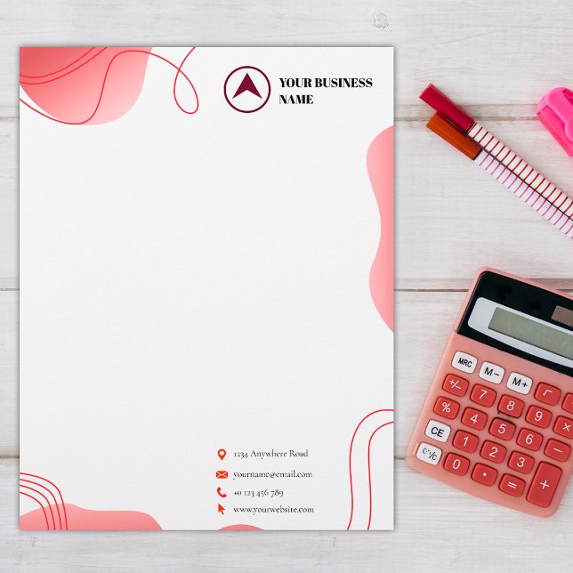 Papel Timbrado Design vermelho profissional, logotipo personaliza (Criador carregado)
