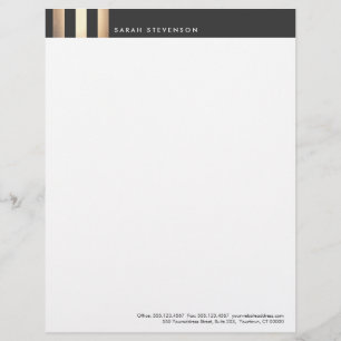 Papel Timbrado Designer Dourado Elegante e StrikeLetterhead Preto