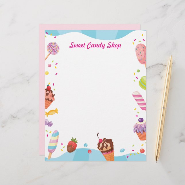 Papel Timbrado Desserts and Candies Letterhead (Frente/Verso In Situ)