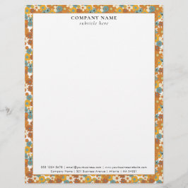 Papel Timbrado Detalhes do Nome da Empresa com Padrão Floral Retr