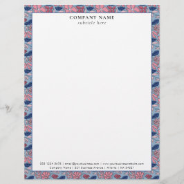 Papel Timbrado Detalhes do Nome da Empresa com Padrão Rosa Floral