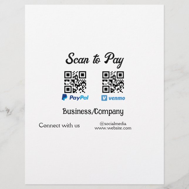Papel Timbrado Digitalize para pagar código q r paypal venmo adic (Frente)