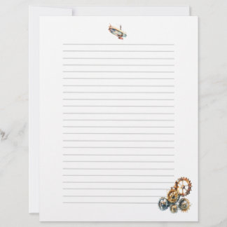 Papel Timbrado Dirigível Steampunk E Engrenagens