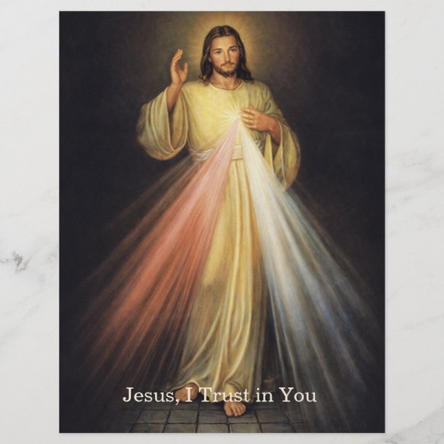 Papel Timbrado Divine Mercy of Jesus Chaplet Prayer Religious (Frente)