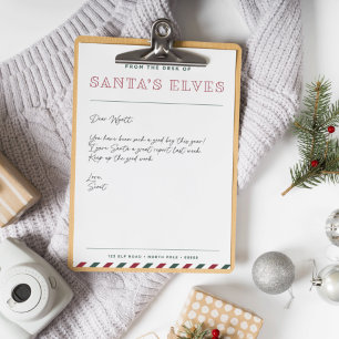 Papel Timbrado Do Gabinete dos Elfos de Papai Noel Natal Branco