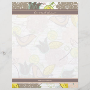 Papel Timbrado Doce Aves Floral Garden Modelo Letterhead