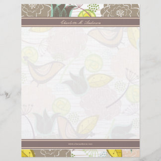 Papel Timbrado Doce Aves Floral Garden Modelo Letterhead