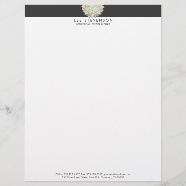 Papel Timbrado Dourada Lotus Letterhead (Frente)
