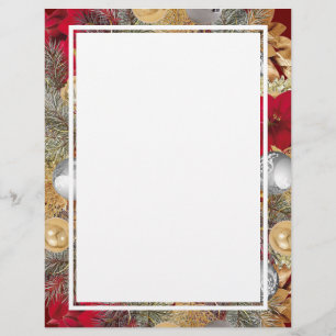Papel Timbrado Dourado vermelho CHRISTMAS WREATH Férias Festi
