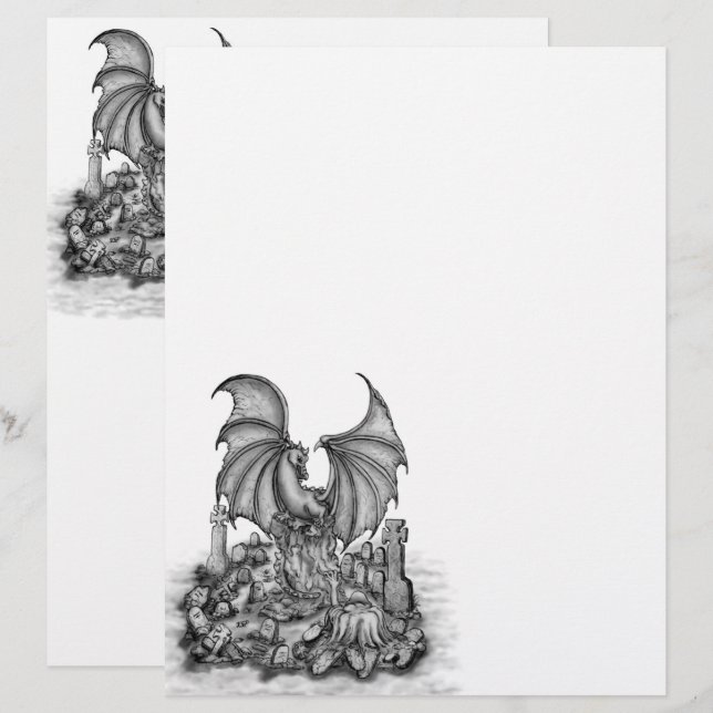 Papel Timbrado Dragão com Zombie (Frente/Verso)