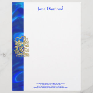 Papel Timbrado Dragão Dourado com relevo em Satin Azul