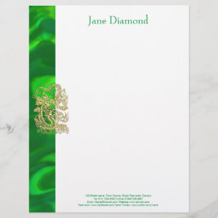 Papel Timbrado Dragão Dourado gravado no impressão verde do cet