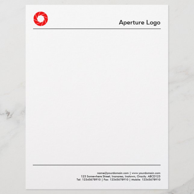 Papel Timbrado Duas linhas - Logotipo vermelho de abertura (Frente)