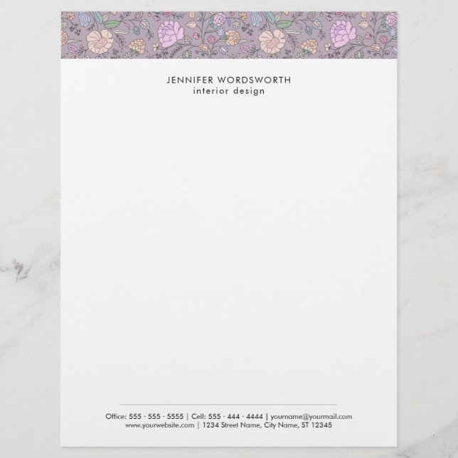 Papel Timbrado Dusty Colors Whimsical Floral Modern (Frente)