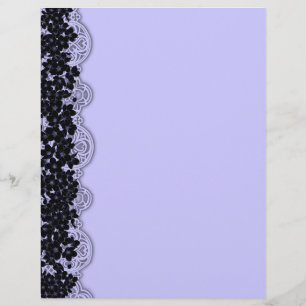 Papel Timbrado Elegância Gótica Flores de Cerejeira Azuis Pretas
