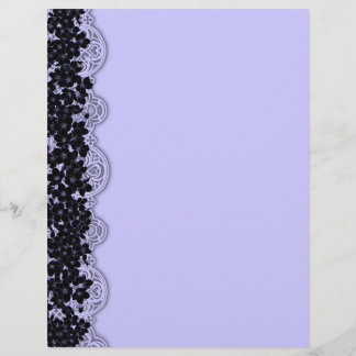 Papel Timbrado Elegância Gótica Flores de Cerejeira Azuis Pretas