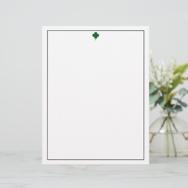 Papel Timbrado Elegant 4 Leaf Clover Letterhead Stylish Paper (Em pé/Frente)