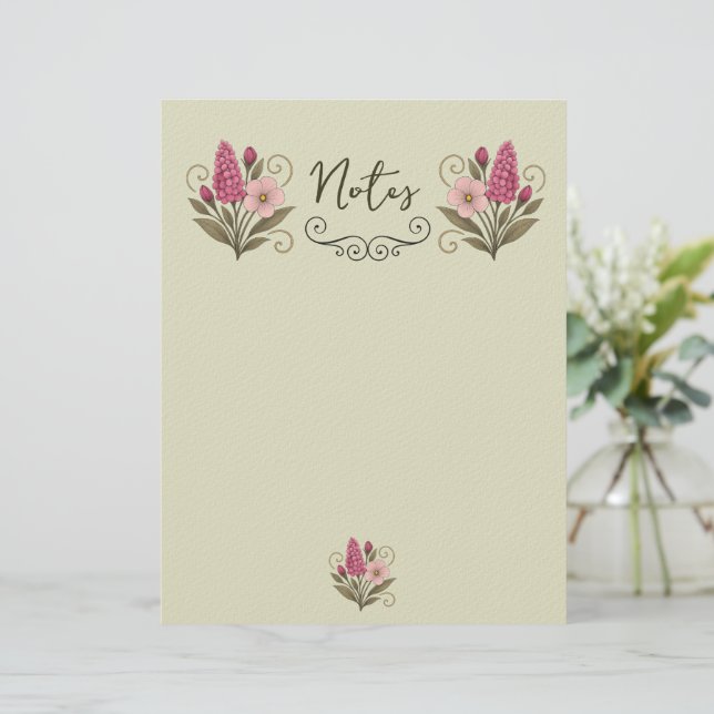 Papel Timbrado Elegant Floral Stationery Paper for florist (Em pé/Frente)