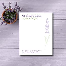 Papel Timbrado Elegant Lavender Sprig Botanical Design