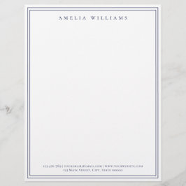 Papel Timbrado Elegant Minimalist Blue Two Border