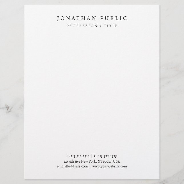 Papel Timbrado Elegant Minimalist Letterhead Black And White (Frente)