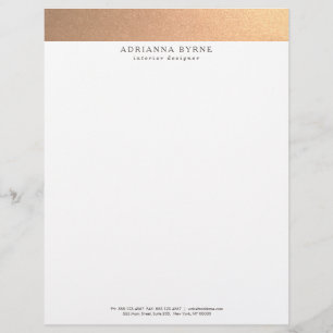 Papel Timbrado Elegant Stylish Faux Copper Gold
