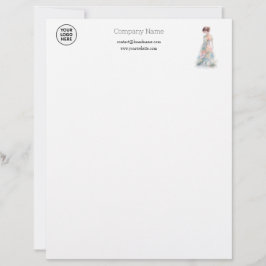 Papel Timbrado Elegant Watercolor Couture Bridal Fashion Designer