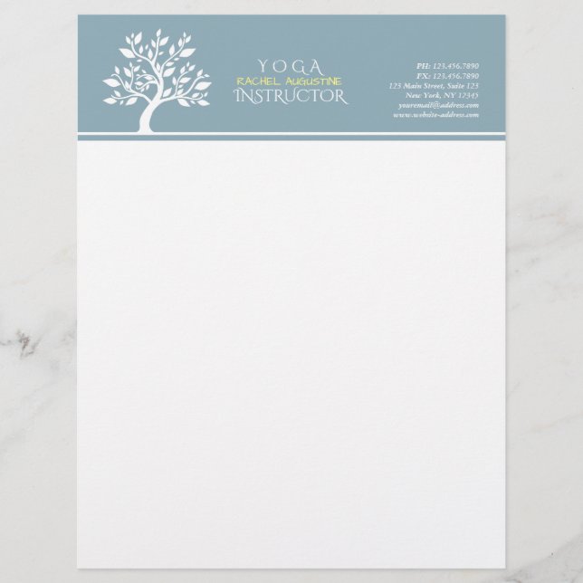 Papel Timbrado Elegante Árvore Clássica YOGA Studio - Terapia de  (Frente)