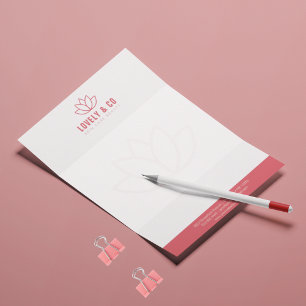 Papel Timbrado Elegante Beleza de Salão Rosa Poeirento e Marfim