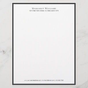 Papel Timbrado Elegante Black White Border Office Professional