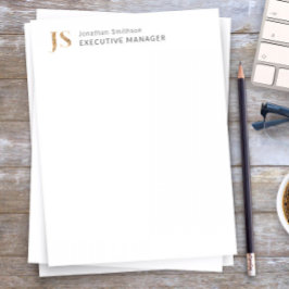 Papel Timbrado Elegante branco clássico e monograma personalizado