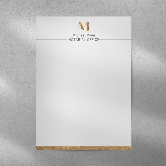Papel Timbrado Elegante branco clássico e monograma personalizado (Criador carregado)