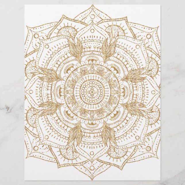Papel Timbrado Elegante, branco e Dourado, Design de desenho da m (Frente)