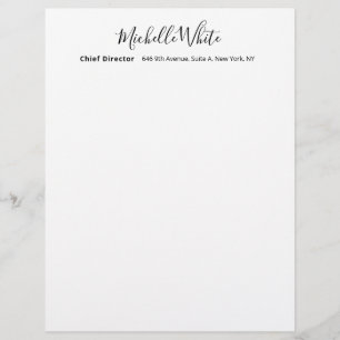 Papel Timbrado Elegante Branco Simples Profissional Moderno