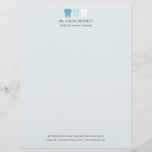 Papel Timbrado Elegante dentista arejado azul claro profissional