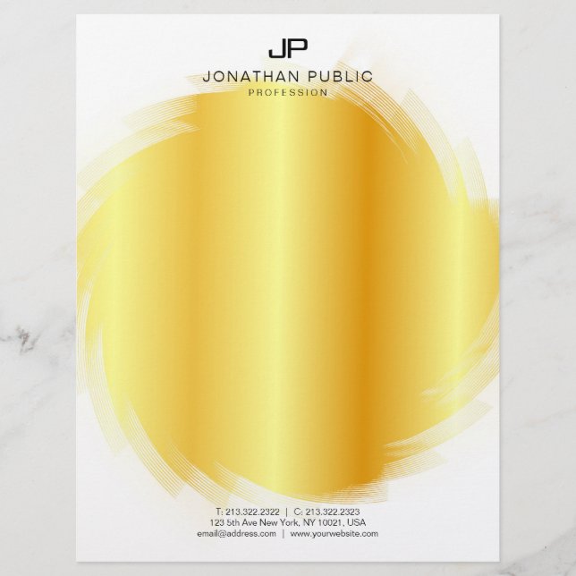 Papel Timbrado Elegante Dourado Modelo de Glamor Monograma (Frente)