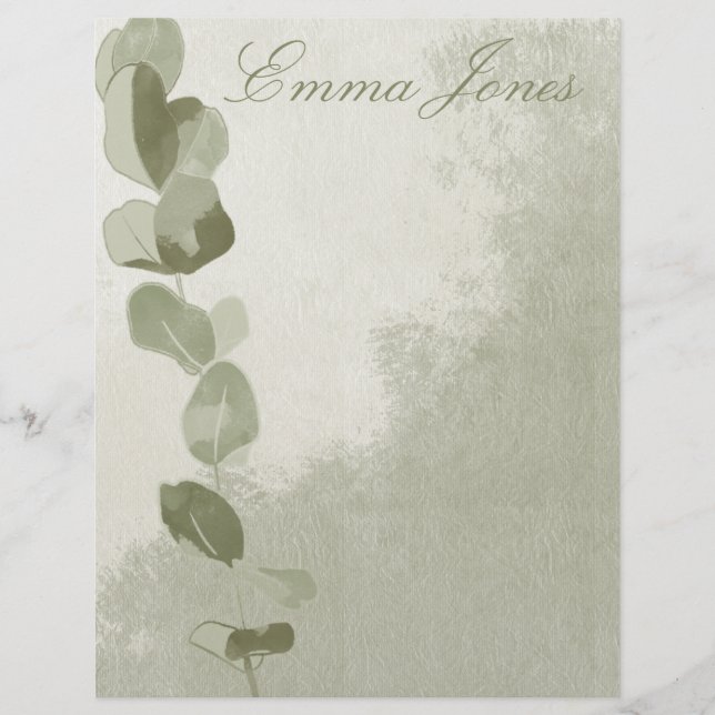 Papel Timbrado Elegante Eucalyptus Leaf (Frente)