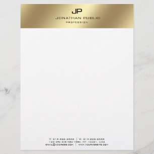 Papel Timbrado Elegante Faux Dourado Monograma Básico
