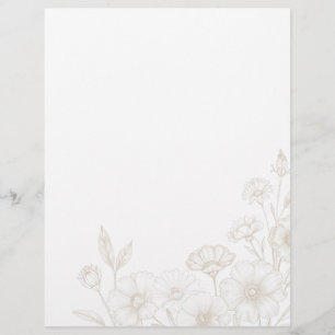 Papel Timbrado Elegante Fundo de Moldura de Arte de Linha Floral 