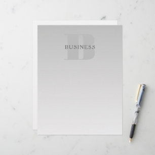 Papel Timbrado Elegante Gradiente Cinza Prata Falso Monograma Clá
