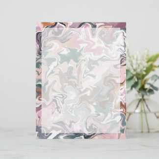 Papel Timbrado Elegante Marble Abstrato Verde e Letreiro Rosa