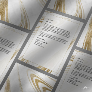 Papel Timbrado Elegante Mármore Dourado