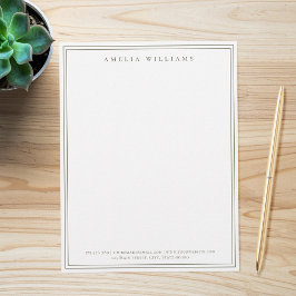 Papel Timbrado Elegante Minimalista Verde Oliva Duas Bordas