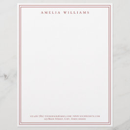 Papel Timbrado Elegante Minimalista Vermelho Duas Bordas