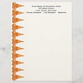 Papel Timbrado Elegante modelo de folha de rendas laranja de negó