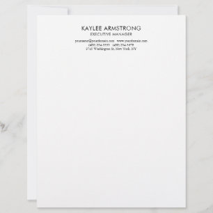 Papel Timbrado Elegante Moderno Simples Branco Profissional